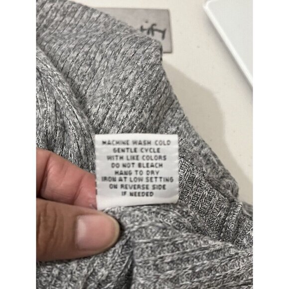 J For Justify Sweater Dress Cowl Neck Ribbed Puff Sleeve Gray Size XL - Picture 10 of 12